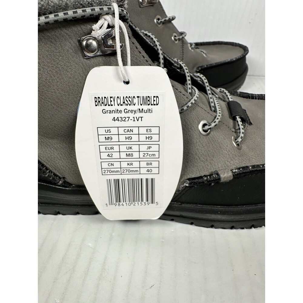 Size 9 Hey Dude Bradley Classic Tumbled Boots Shoe Men's Granite Grey NWT - Picture 8 of 8